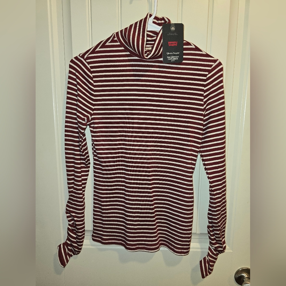 Red Ruched Turtleneck Top